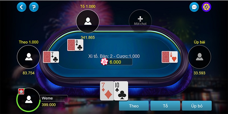 Thành viên cần tham gia các vòng cược khi chơi game bài xì tố